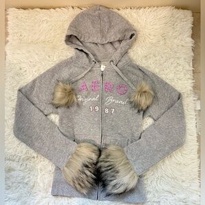 Aeropostale Gray Zip-Up Hoodie Size M